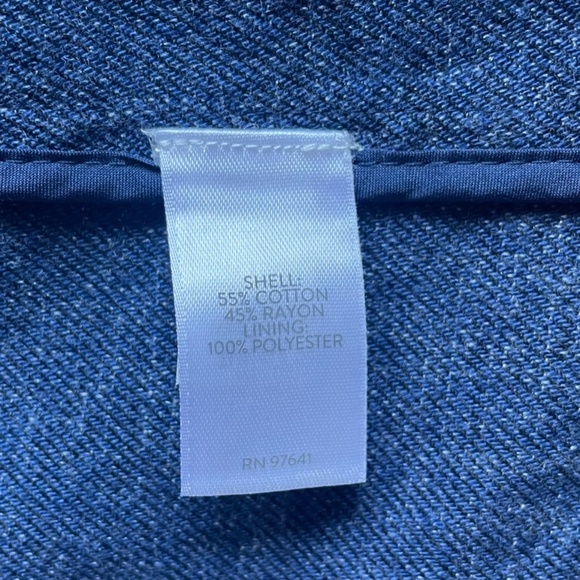 J. Jill Open Front Long Drape Blazer/Chambray Denim Like Business Casual Sz M - Picture 13 of 14